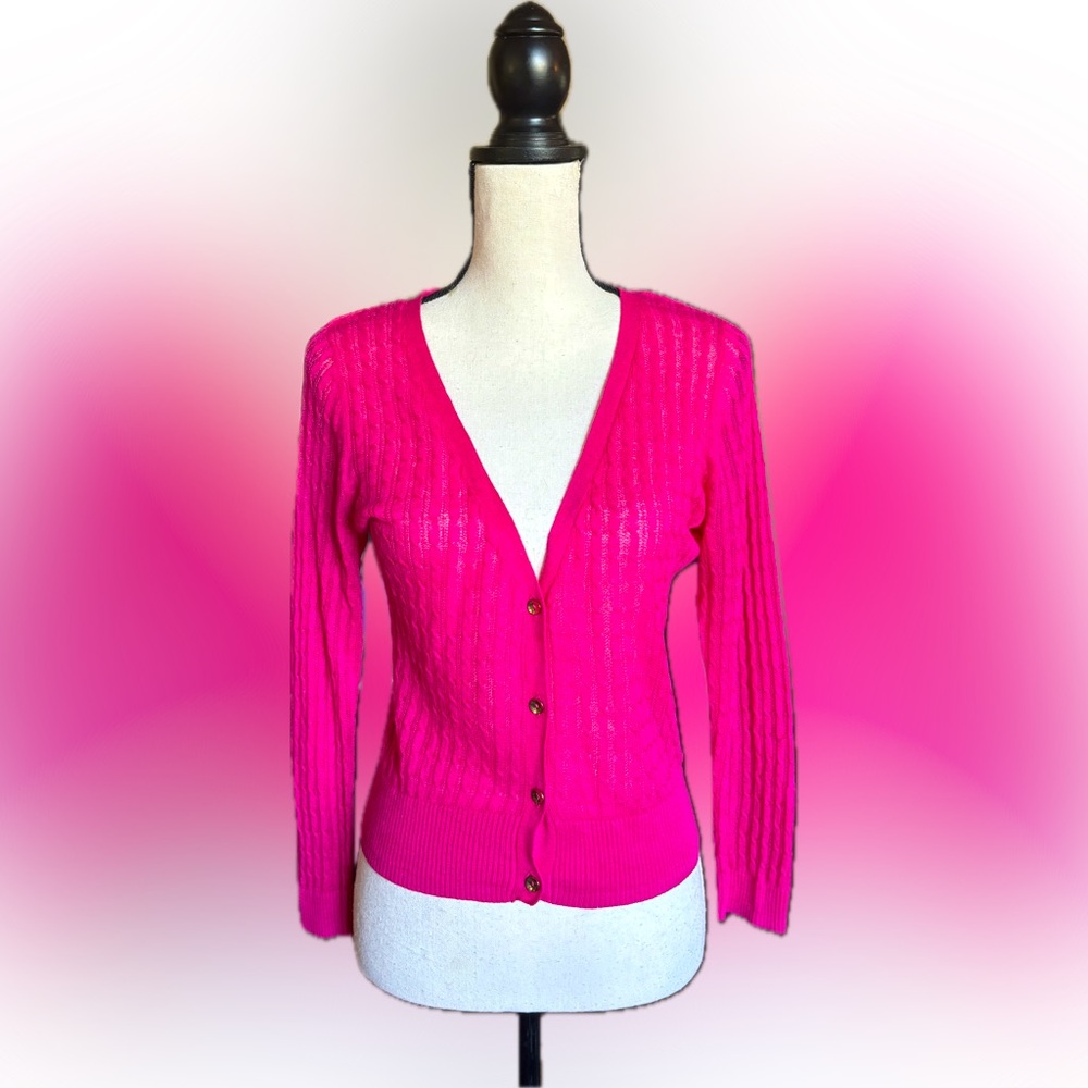 HOT PINK WORTHINGTON SWEATER CARDIGAN